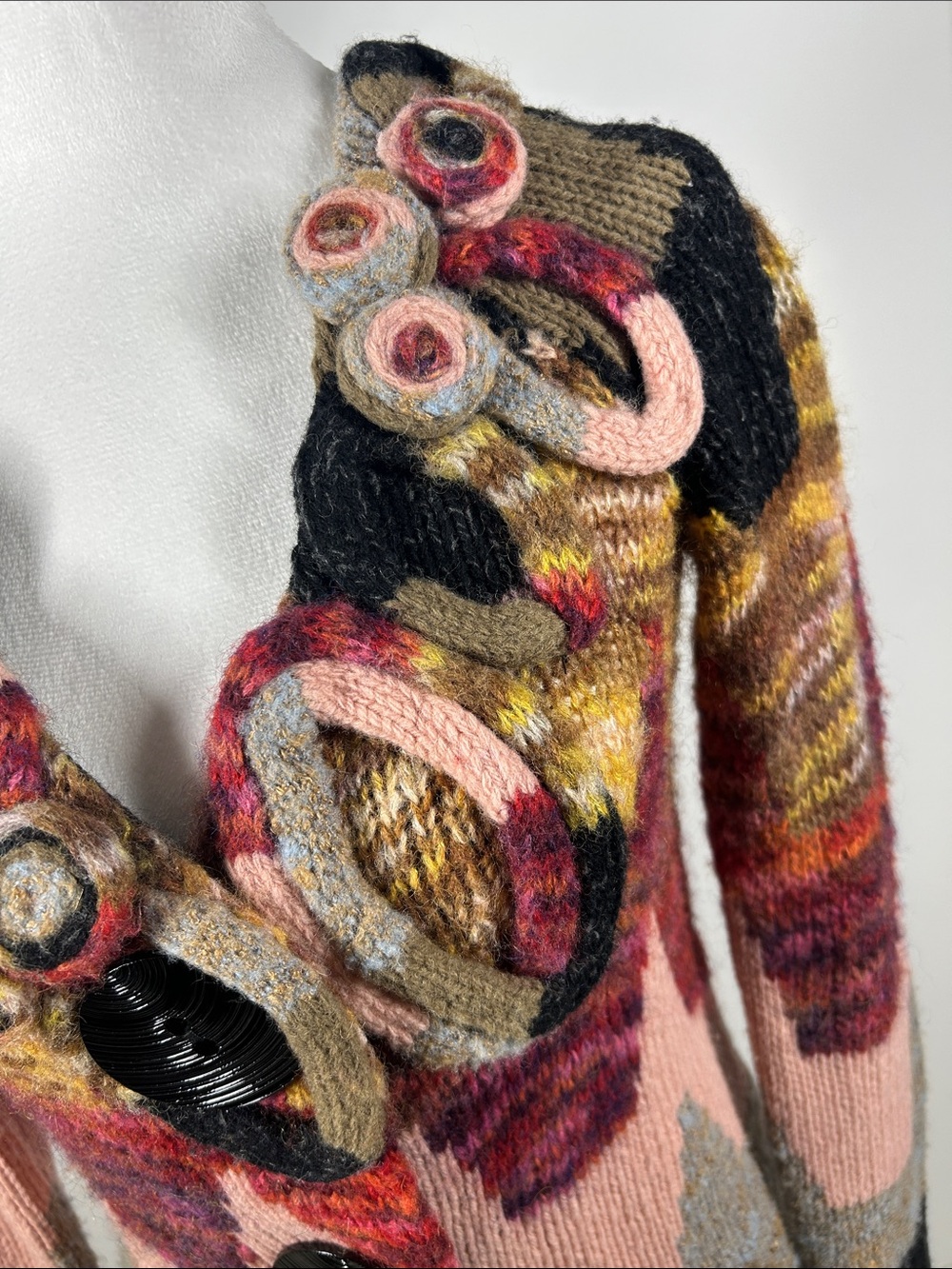 Anthropologie Sleeping on Snow Loops & Angles Wool Knit Sweater Coat XS - Picture 4 of 15